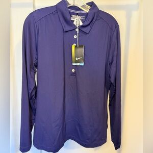 NWT Nike x Tiger Woods Women’s Long Sleeve Purple Striped Golf Polo Size Large